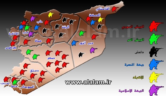 نقشه پراكندگي گروه هاي مسلح در سوريه